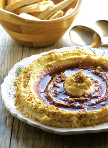 Never Boring Cauliflower Hummus, with your choice of exciting toppings. It is a also a great alternative to mayo in you sandwiches or egg salad. Lower calories and fat than regular hummus.