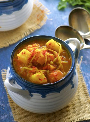 Curl up with a bowl of this Yemenite Vegetable Soup and read your favorite book or watch your favorite TV show. Deliciously spiced, Warm and Satisfying.