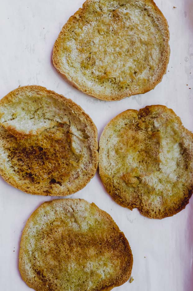 Baked Pita bread halves for fattoush salad