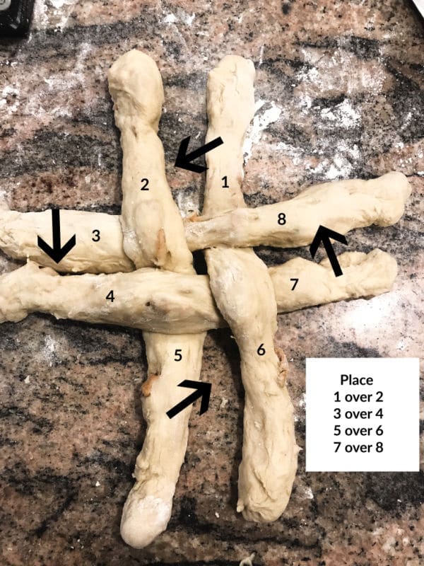 Step by step on how to braid a round challah