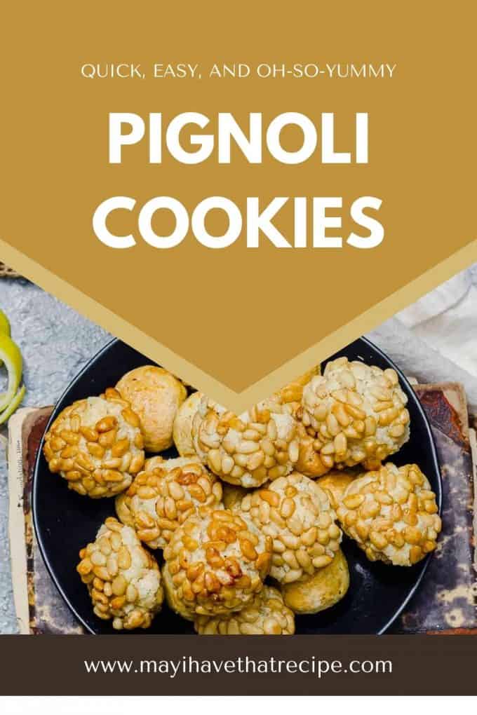 a closer view of a plate of pignoli cookies