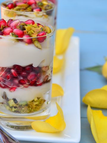 Uniquely flavored Vegan Rose Water Almond Milk Pudding a true treat, any time of the year. #Rosh Hashanah #recipe #rose water #Pudding #vegan #Parve