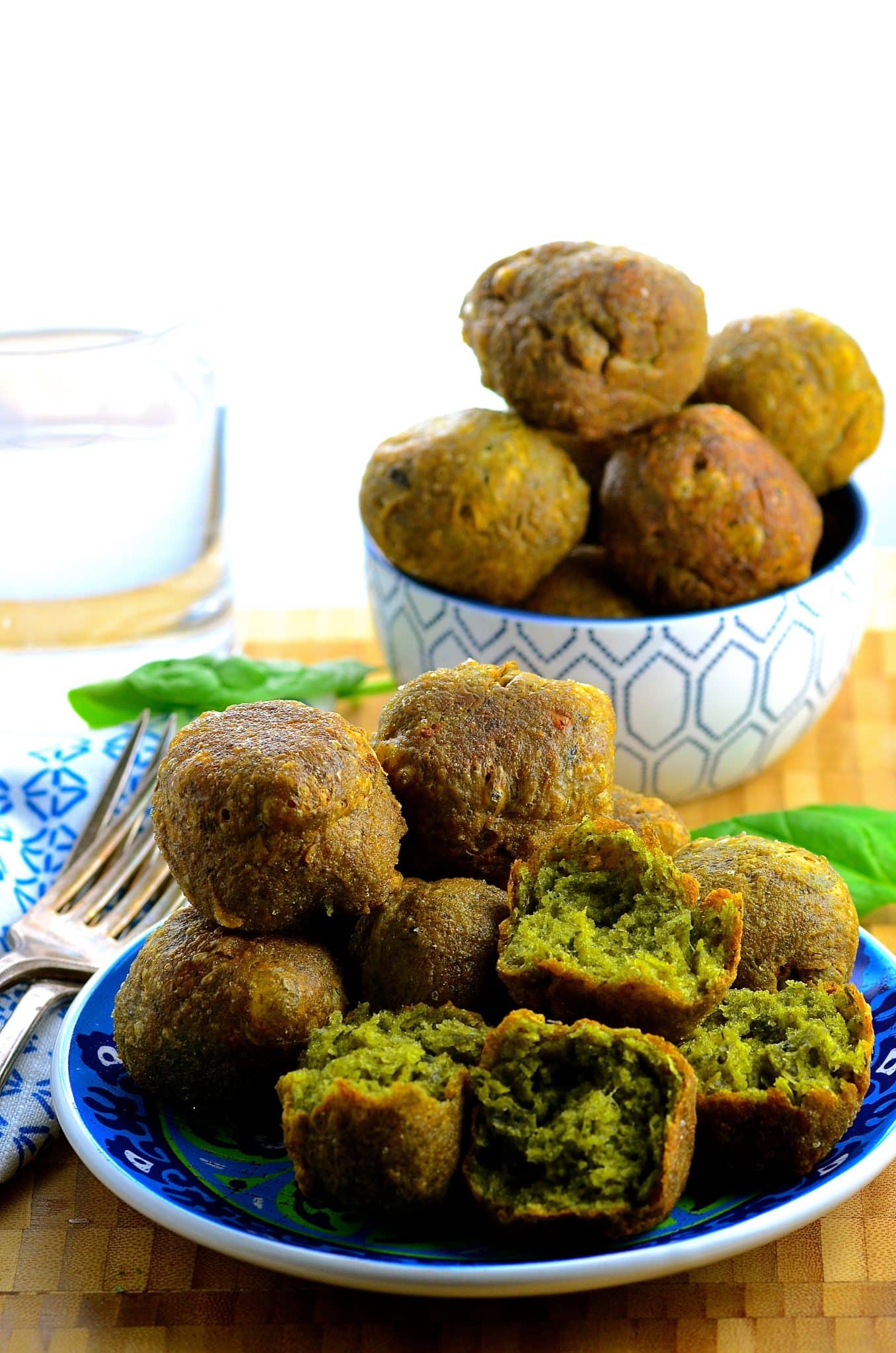 Spinach and cheese donut holes - a great savory combination of spinach and cheese fried to a perfect crisp. great chanukah ( hanukkah) treat
