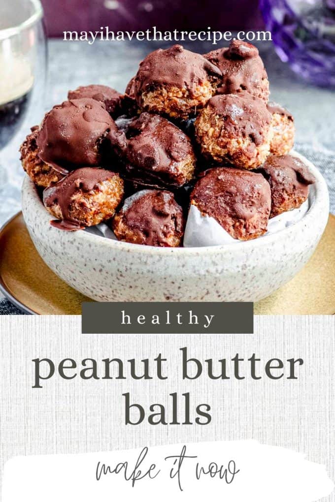 A closer view of healthy peanut butter balls sitting in a bowl