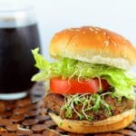 Vegans can also enjoy a nice juicy burger. This recipe is made with organic 3 grain tempeh and black beans. Enjoy!