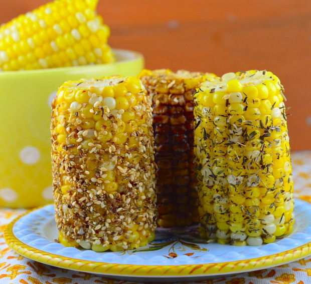 Dukkah, herbes de provence and cinnamon sugar crusted corn