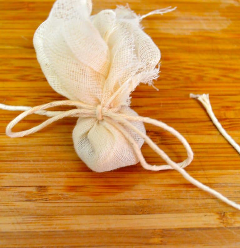 Quince seeds wrapped in cheesecloth