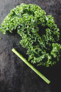 Kale with stem cut off and separated