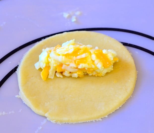 a borekas dough circle filled with cheese