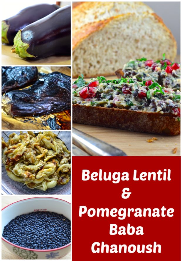 Beluga Lentil Baba Ghanoush - #vegan #lentil #healthy #tahini #pomegranates #recipe #vegetarian