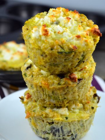 Mushroom, Zucchini & Quinoa Breakfast Muffins #Breakfast, #passover #GlutenFree #Vegetarian