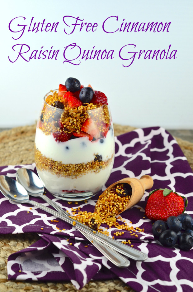 A parfait of gluten free quinoa granola for passover