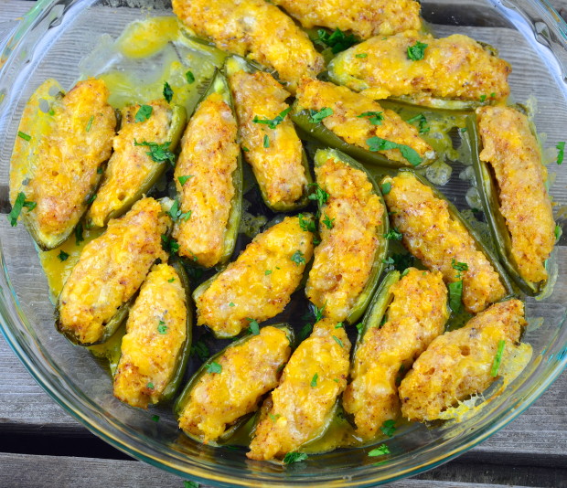 Plantain & Cheese Stuffed Jalapeño Peppers - Vegan and Gluten Free - We often get asked what to serve Vegans or vegetarians on a party.  These Stuffed Jalapeño peppers are a perfect appetizer not only for vegans  and vegetarians, but for Gluten free people as well.   A little sweet, a little spicy and completely addictive finger food. 