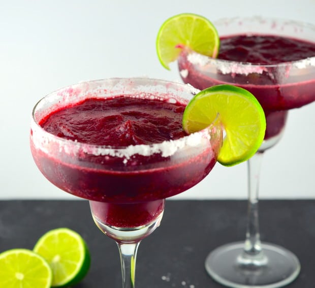 Blueberry Lime Frozen Margaritas - #drinks, #summer #blueberries #Lime #vegan #glutenFree #kosher #margaritas