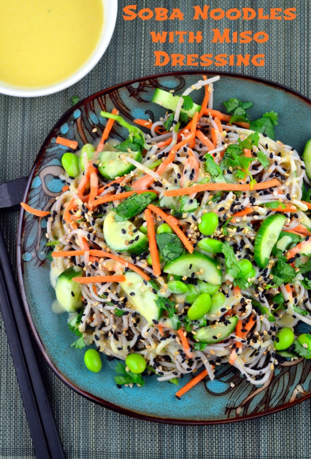 Vegetarian Recipe Ideas for your 4th of July BBQ : Cold Soba Noodles With White Miso Dressing #vegan #glutenFree  #edamame #miso #sesame - #BBQ, #4th of July, #recipes, #vegetarian #picnic  #kosher