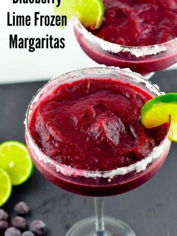 Vegetarian Recipe Ideas for your 4th of July BBQ : Blueberry Lime Frozen Margaritas - #BBQ, #4th of July, #drinks, #summer #blueberries #Lime #vegan #glutenFree #kosher #margaritas - May I Have That Recipe