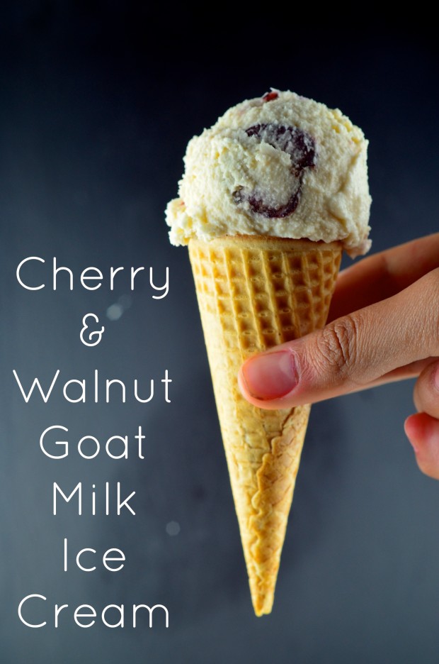 Walnut & Cherry Goat Ice Cream #Ice Cream, #dessert #Goat's milk #Walnuts, #cherries #kosher #recipes #shavuot