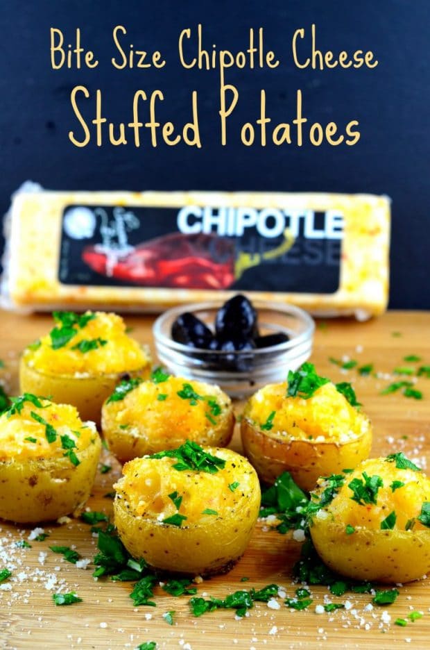Bite size cheese stuffed potatoes - #cheese #potato #chipotle #appetizer #superbowl #vegetarian #glutenFree #Super Bowl #shavuot #kosher