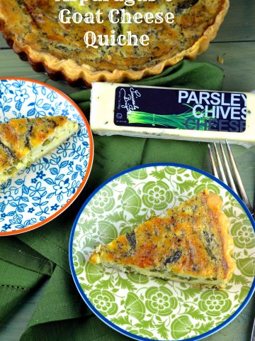 What a better way to welcome spring that with a creamy asparagus and goat cheese quiche. A wonderful vegetarian, breakfast, brunch, lunch or dinner.