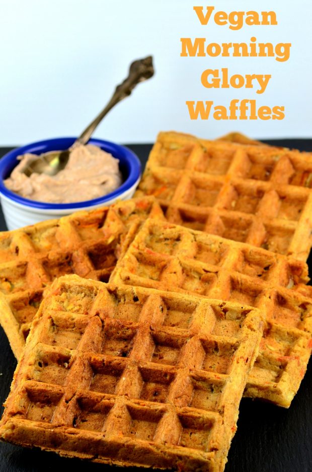 4 morning glory waffles on a plate