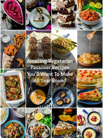 A COLLAGE OF VEGETARIAN PASSOVER RECIPE IMAGES