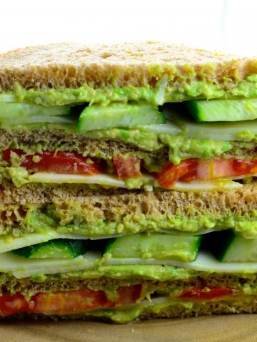 Triple Decker Wasabi Cheese & Avocado Sandwich - A bold flavor combination perfect for summer picnics and back to school lunches