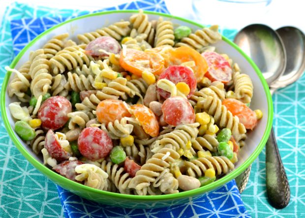 Summery Pasta Salad - No mayo, vegan, Dairy free, 4thofjuly, BBQ, 