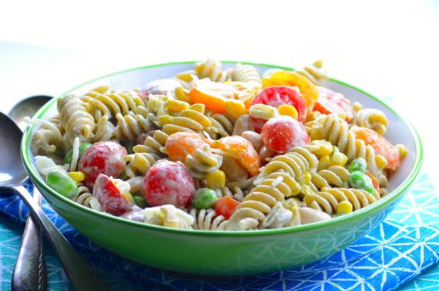 Summery Pasta Salad - No mayo, vegan, Dairy free, 4thofjuly, BBQ, 