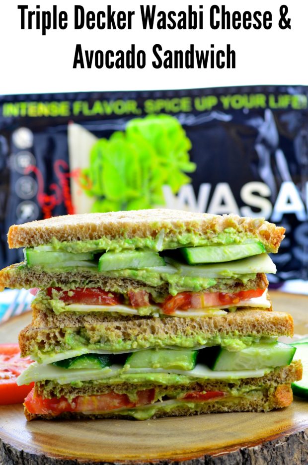 Triple Decker Wasabi Cheese & Avocado Sandwich - A bold flavor combination perfect for summer picnics and back to school lunches