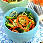Cucumber & Carrot Noodle Salad - it only takes 5 minutes to make this refreshing and healthy summer salad with tangy rice vinegar and nutty sesame seeds.