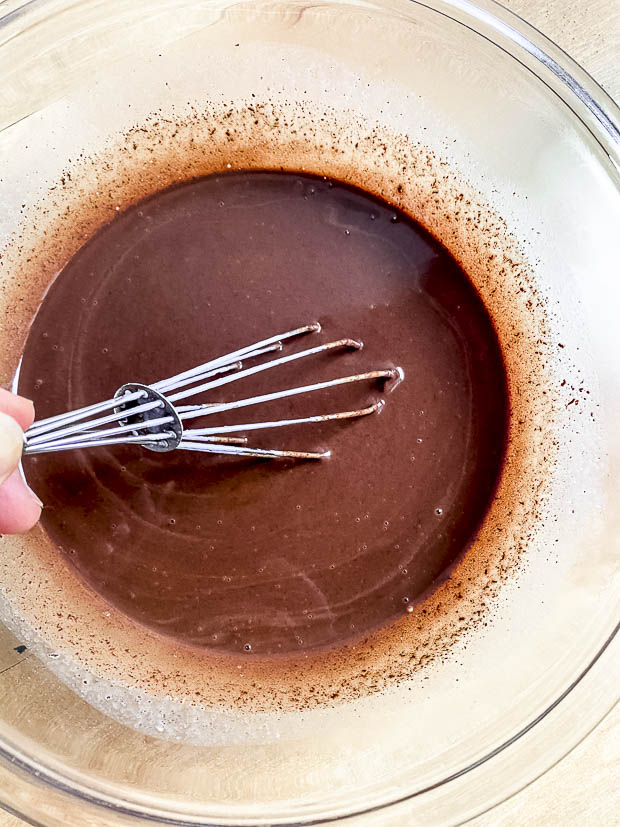 chocolate ganache in a heat-proof bowl
