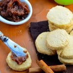 Sweet, cinnamony homemade Apple Butter slathered on a rich, super buttery Vegan Shortbread cookie, for only 100 calories? Yes please!! The perfect treat to welcome fall and the "apples and honey" season.