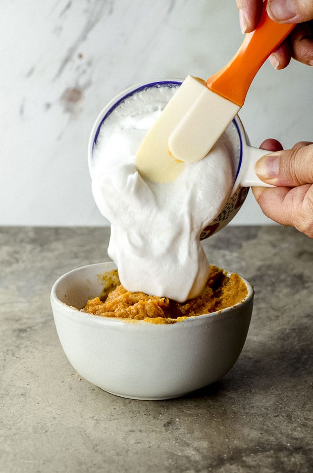 Adding non-dairy whipped topping to pumpkin puree
