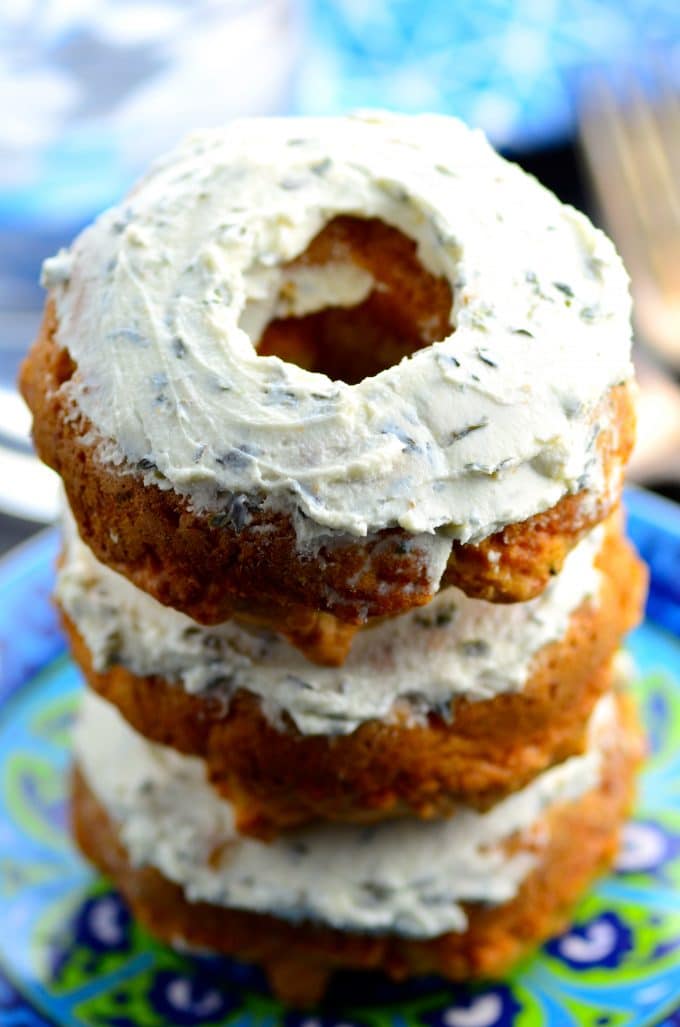 Savory cheese Donuts with Goat Cheese Frosting