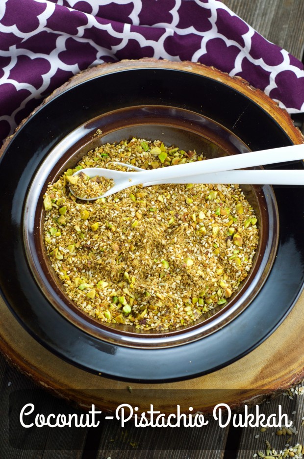 The egyptian condiment Dukkah is a savory blend of seeds, spices and nuts 