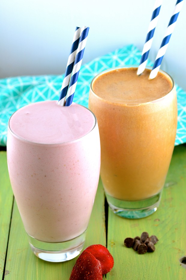 Super delicious, pre or post workout Chocolate and Strawberry Protein Shakes - 