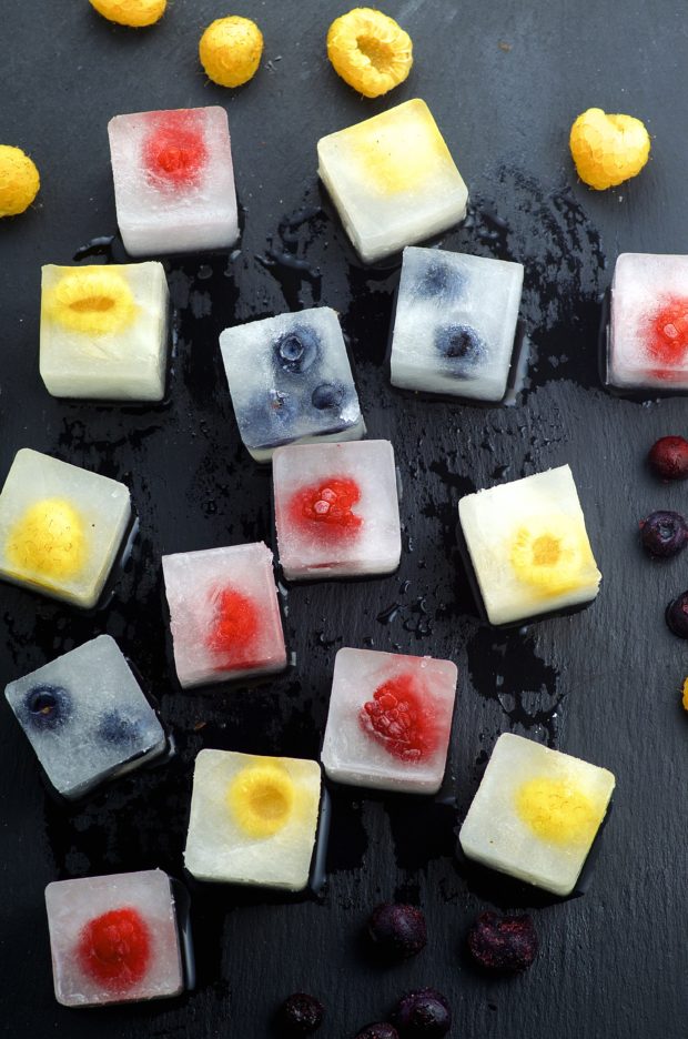 Coconut Water And Fruit Ice Cubes