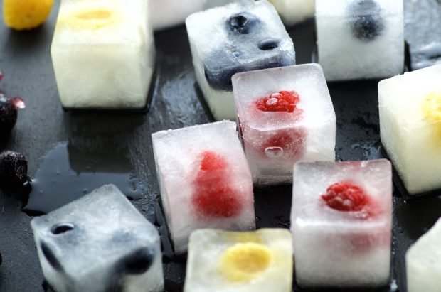 Coconut Water And Fruit Ice Cubes