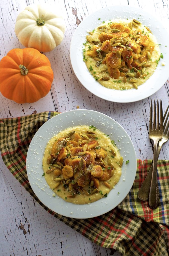 Melt in your mouth pumpkin gnocchi with a creamy chipotle béchamel sauce. Vegetarian Thanksgiving and fall dinner idea.