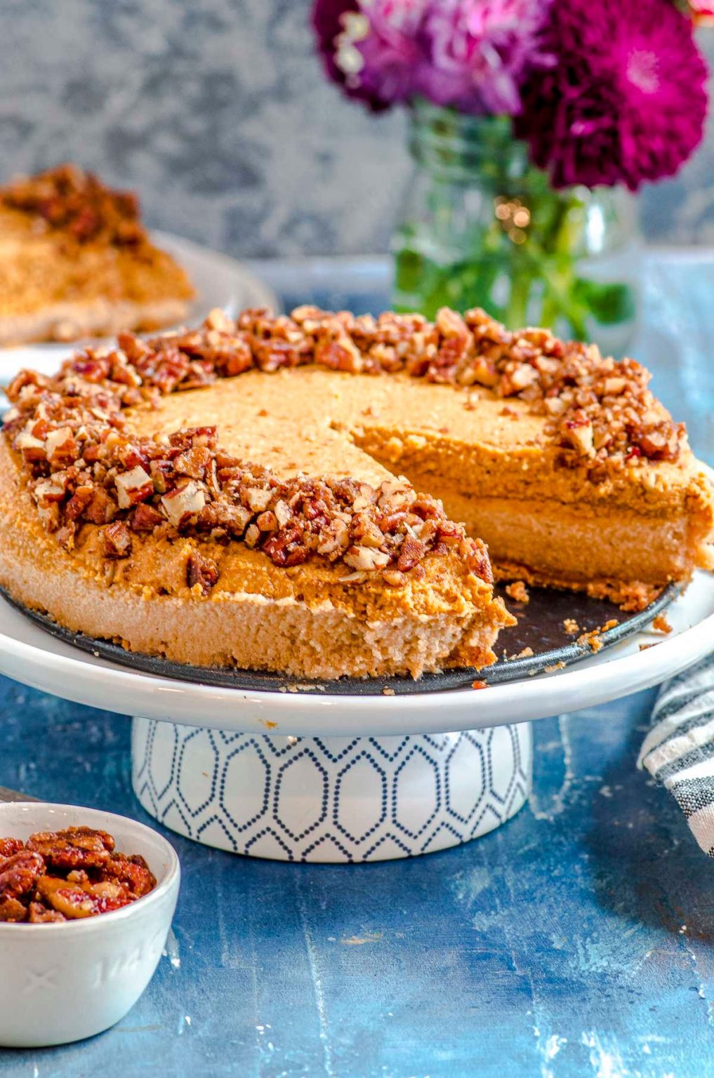 Vegan Pumpkin Cheesecake with Candied Pecans May I Have That Recipe?