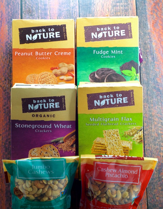 6 packages of Back to nature crackers and nuts