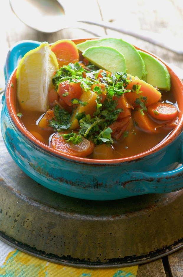 close up view of of a bowl of Mexican soup