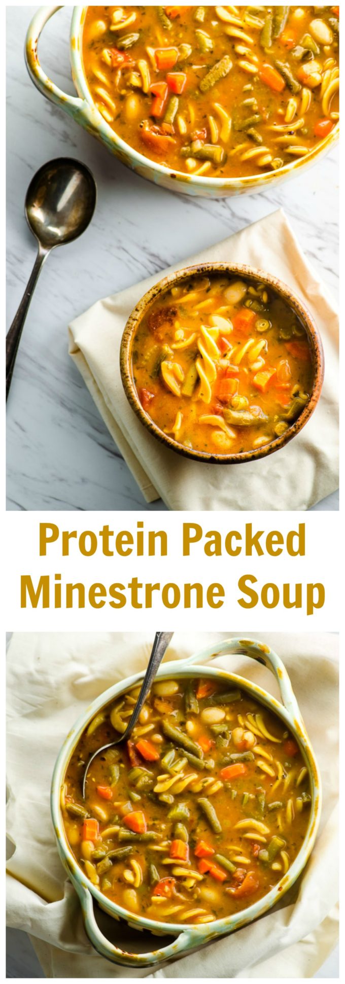 Warm up this winter with a big bowl of this Protein Packed Minestrone Soup. A complete meal in a bowl you'll love!