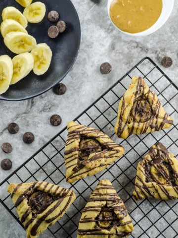 Chocolate Peanut Butter Banana Hamantaschen or you can call them the Elvis Hamantaschen