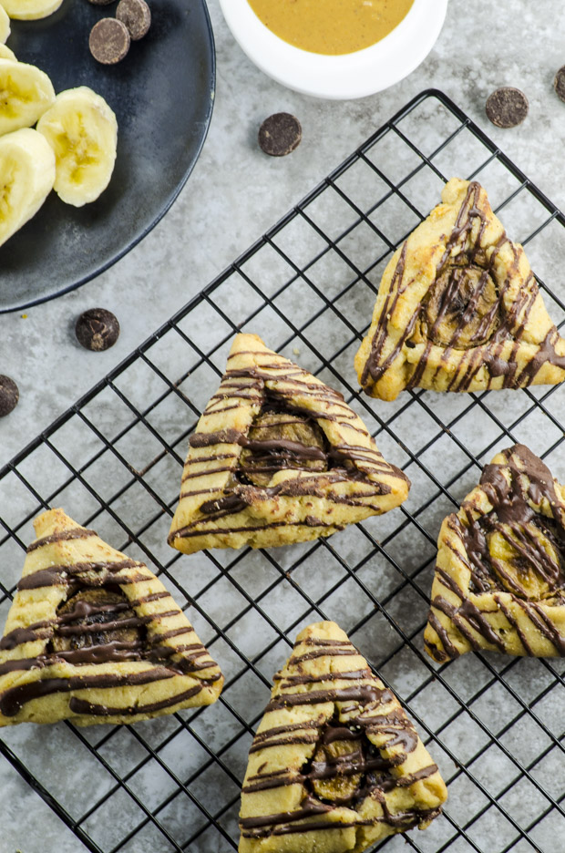 Chocolate Peanut Butter Banana Hamantaschen or you can call them the Elvis Hamantaschen