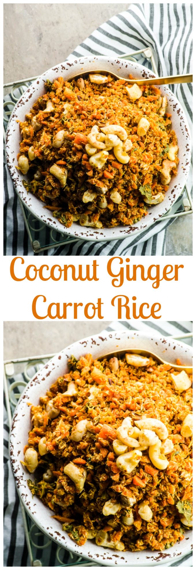 This flavorful , grain free Passover Coconut Ginger Carrot Rice is a great side dish to serve during the Holiday and all year long. Vegan and gluten free.