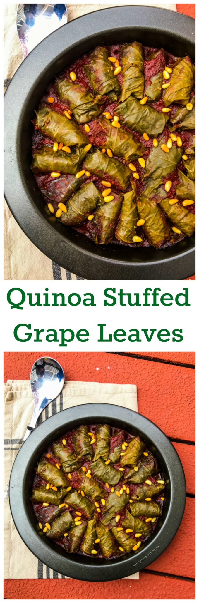 Quinoa Stuffed Grape Leaves In Red Wine Sauce - Vegan, vegetarian, gluten free, holiday recipe, passover recipe