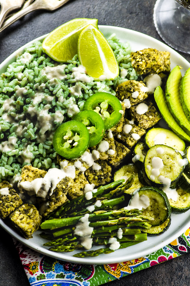 This Bamboo Rice And Za'atar Tempeh Spring Bowl is a colorful and flavor packed way to spice up your Meatless Monday!