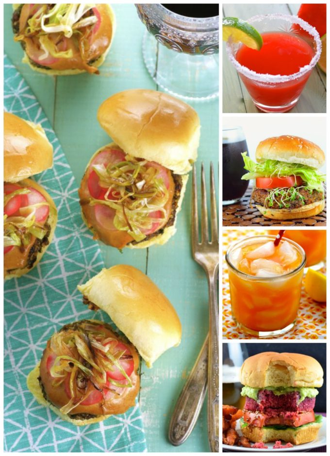 Here's a roundup of some of our summer faves! 10 Veggie Burgers And Drinks For Memorial Day ... or any summer BBQ!