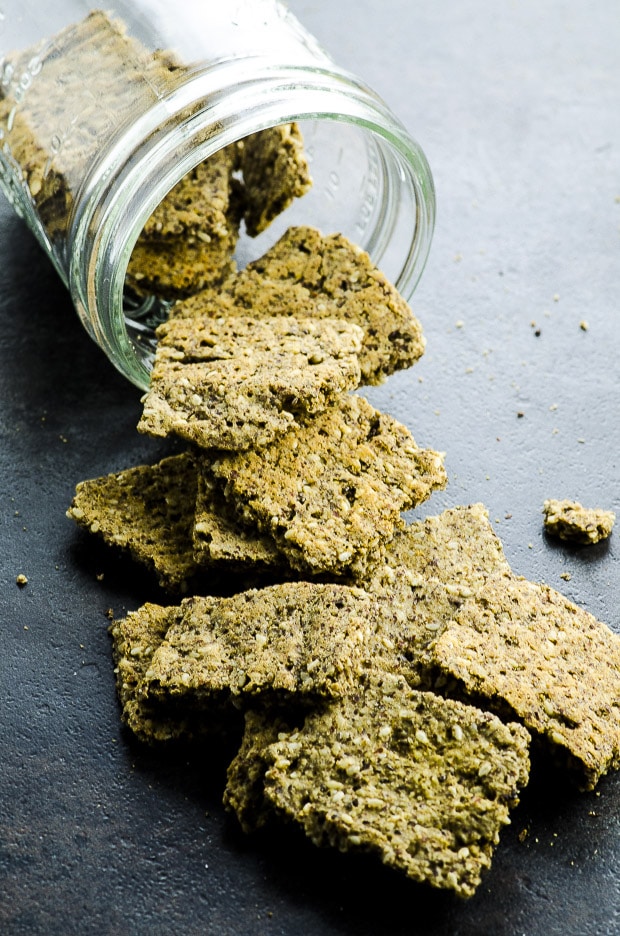 These Low Carb Vegan Protein Crackers are a great on the go post workout or mid day savory snack, for when you're not in the mood for something sweet!